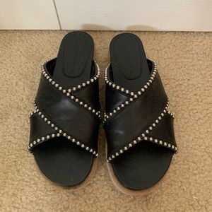 Zara platform espadrilles black cross sandals